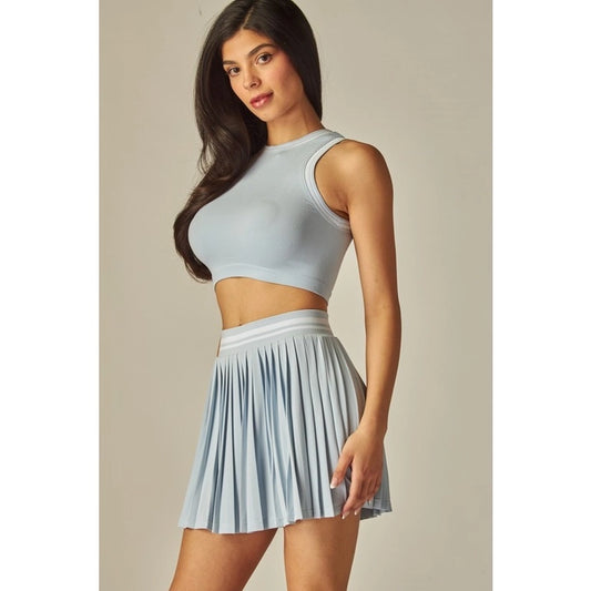 Varsity Stripes Pleated Tennis Mini Skirt