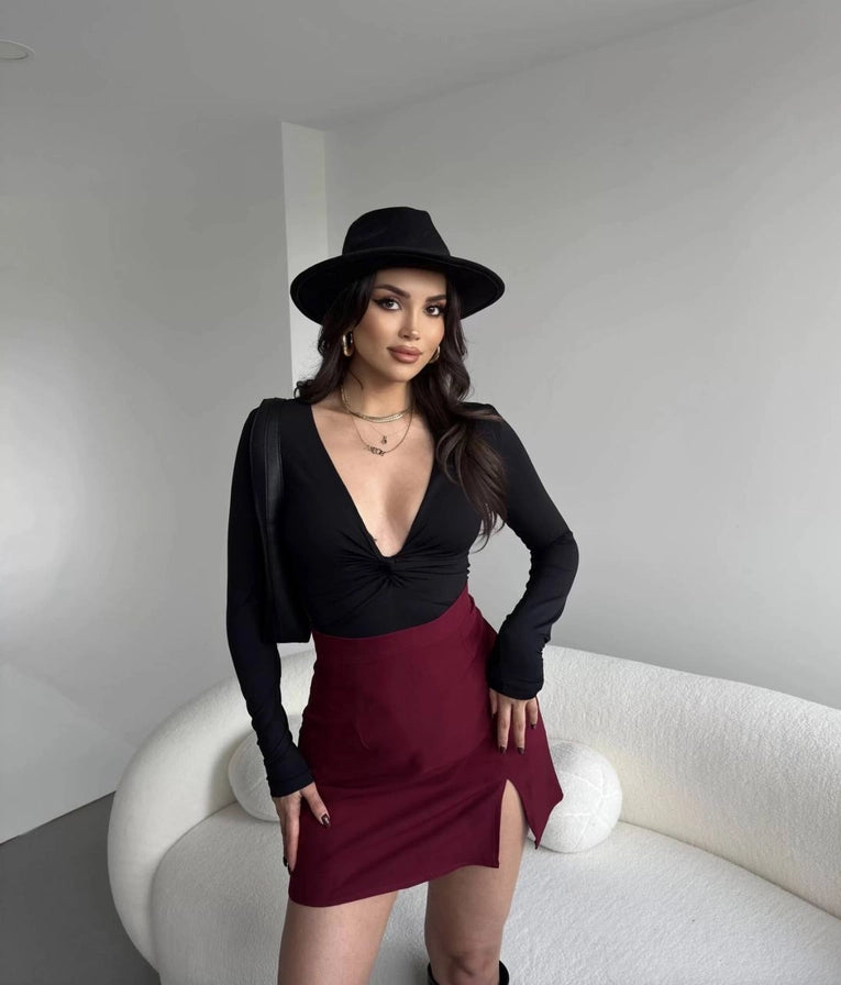 Noir Slit Mini Skirt