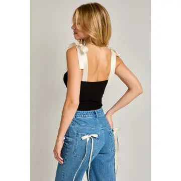 Shoulder Tie Bustier Bodysuit
