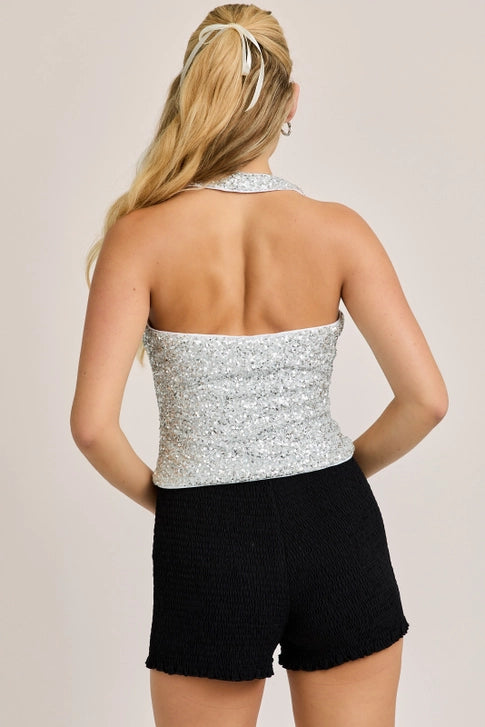 Halter Neck Sequin Top