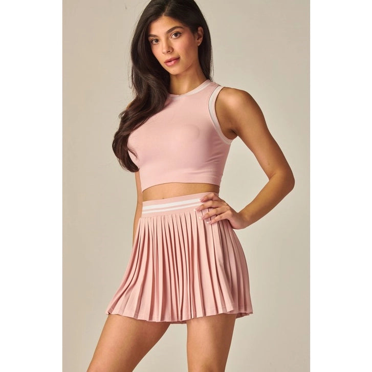 Varsity Stripes Pleated Tennis Mini Skirt