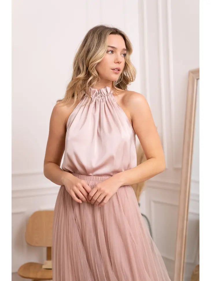Elisabeth Satin Top with Bow
