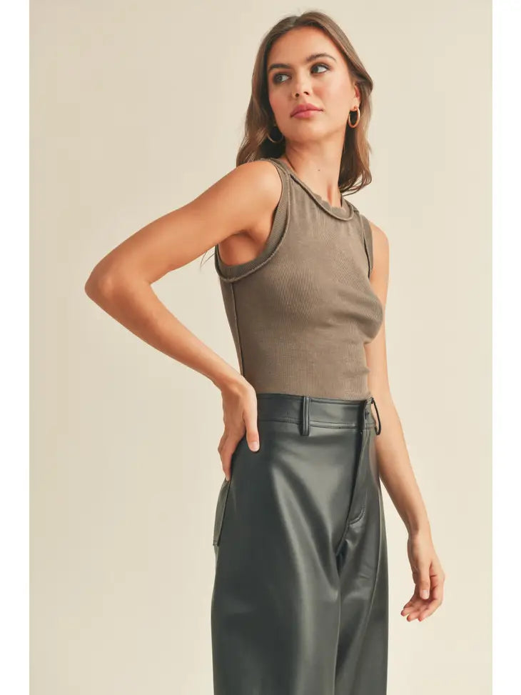 Washed Color Ribbed Tank Top