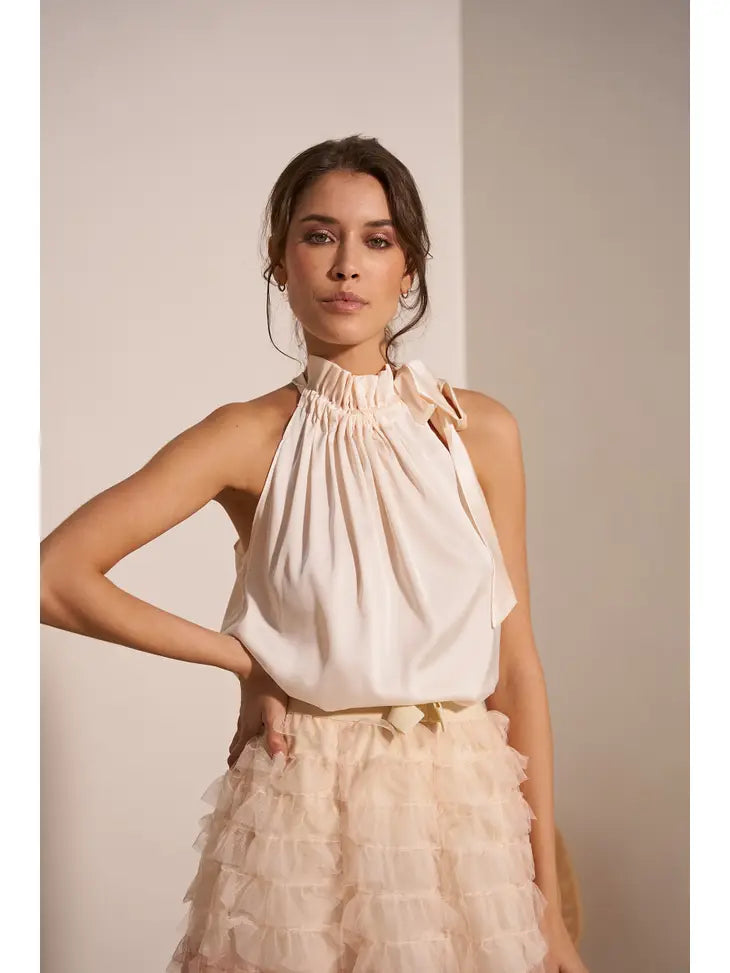 Elisabeth Satin Top with Bow