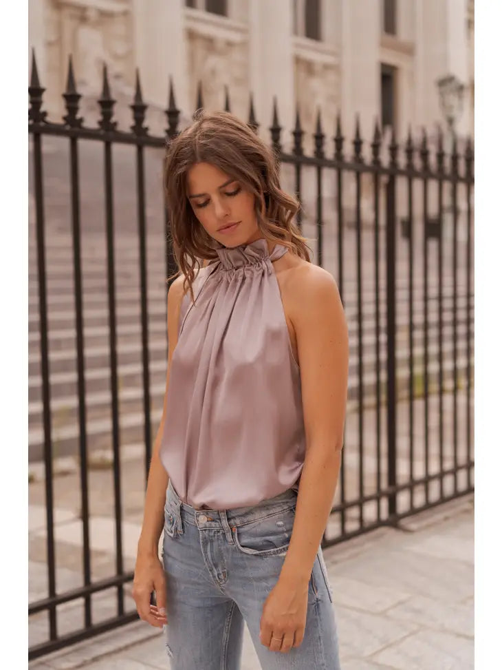 Elisabeth Satin Top with Bow