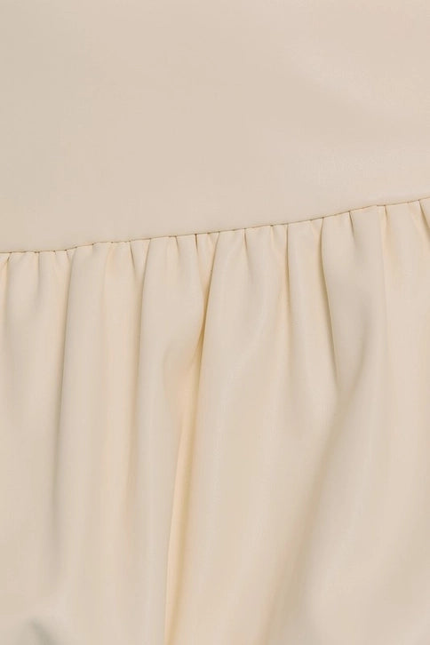 Faux Leather Puff Hem Mini Skirt