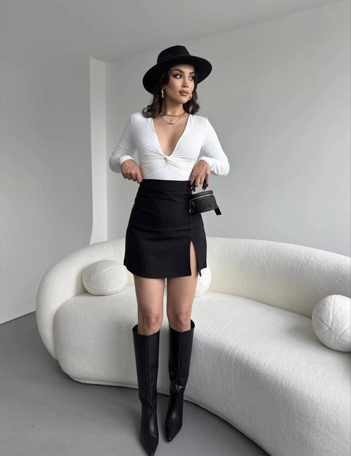 Noir Slit Mini Skirt