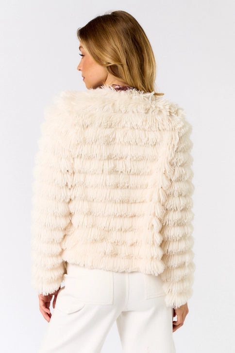 Faux Fur Open Front Long Sleeve Jacket