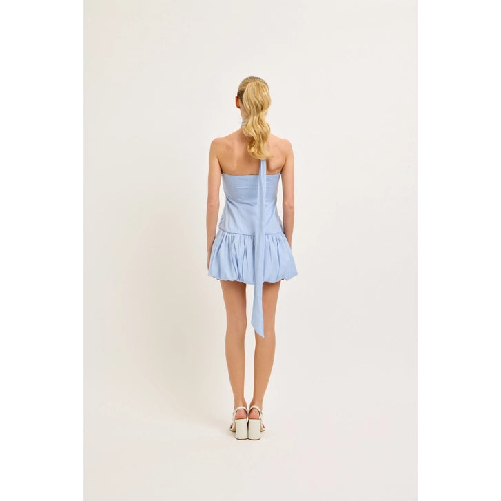 Bow Detailed Bubbled Hem Mini Dress
