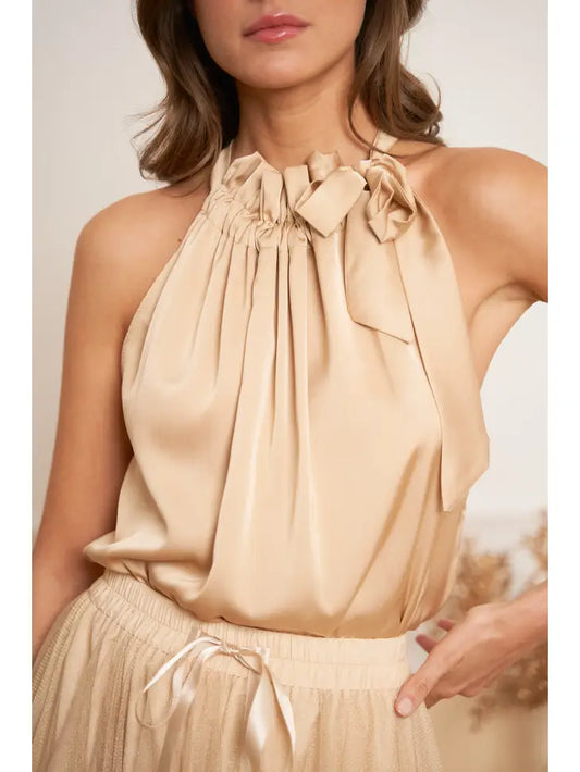 Elisabeth Satin Top with Bow