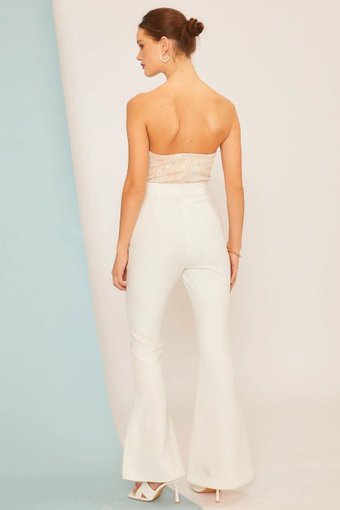 Lace Top & Solid Bottom Jumpsuit