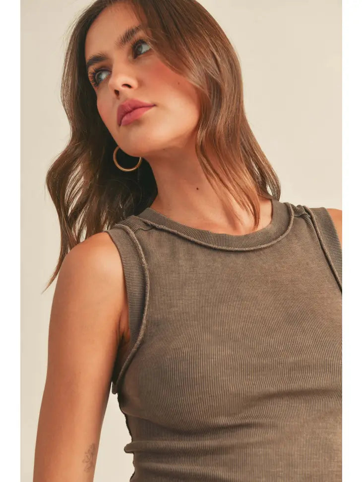 Washed Color Ribbed Tank Top