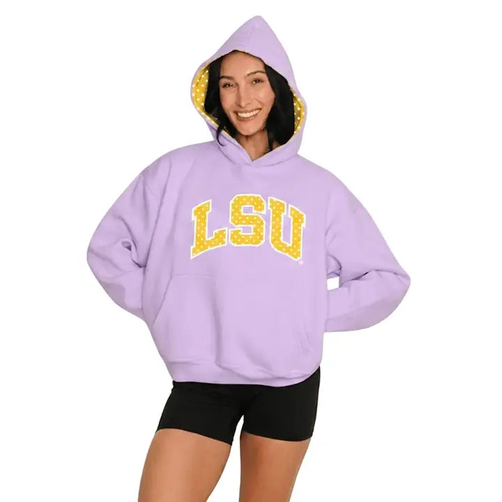 Lsu Lavender Polka Dot Hoodie