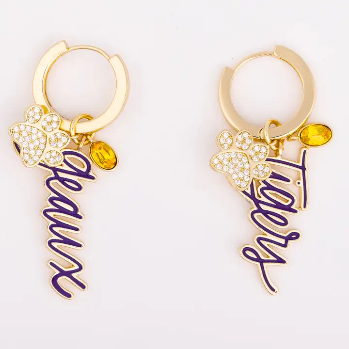 Tiger Charm Hoop Earrings