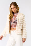 Faux Fur Open Front Long Sleeve Jacket