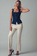 Classic Faux Suede Flare Pants