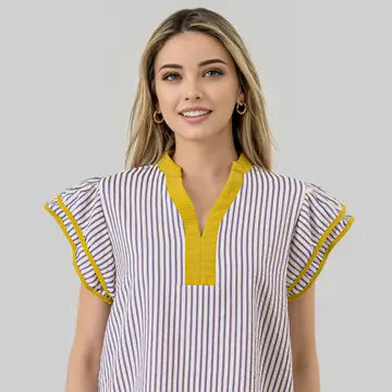 Purple & Gold Stripe Game Day Top
