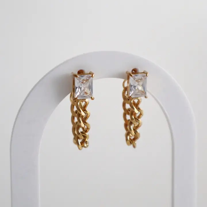 Nova Cz Chain Drop Earrings