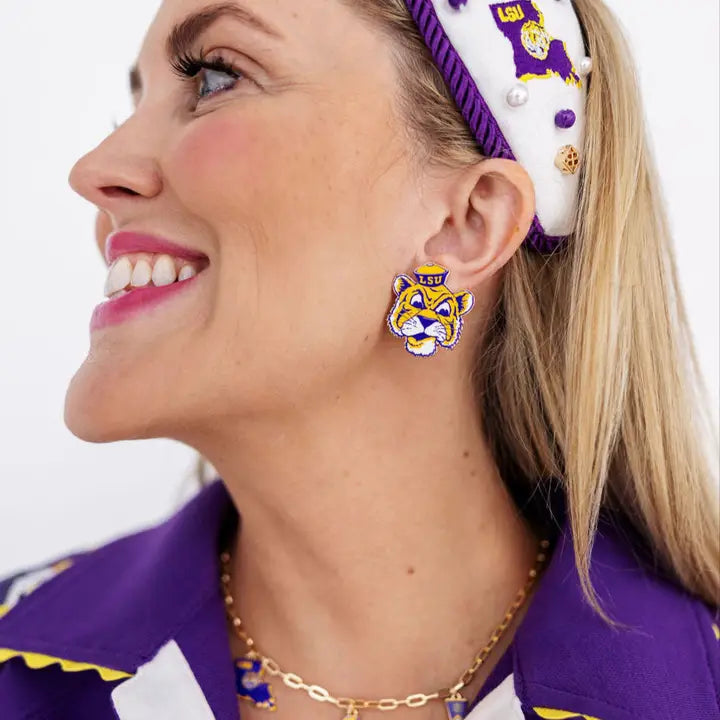 College Vault Lsu Mascot Stud Earrings