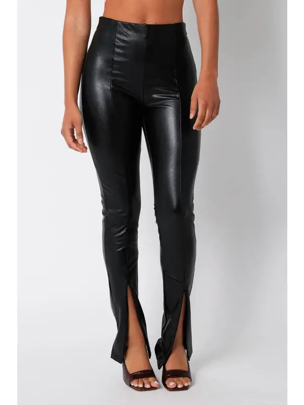 Olivaceous Leather Leggings