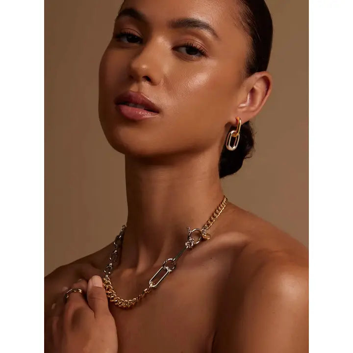 Two Tone Mixed Links Collar Necklace