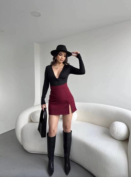 Noir Slit Mini Skirt