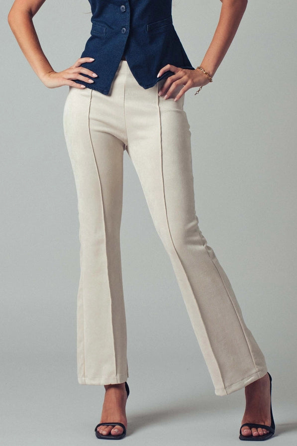 Classic Faux Suede Flare Pants