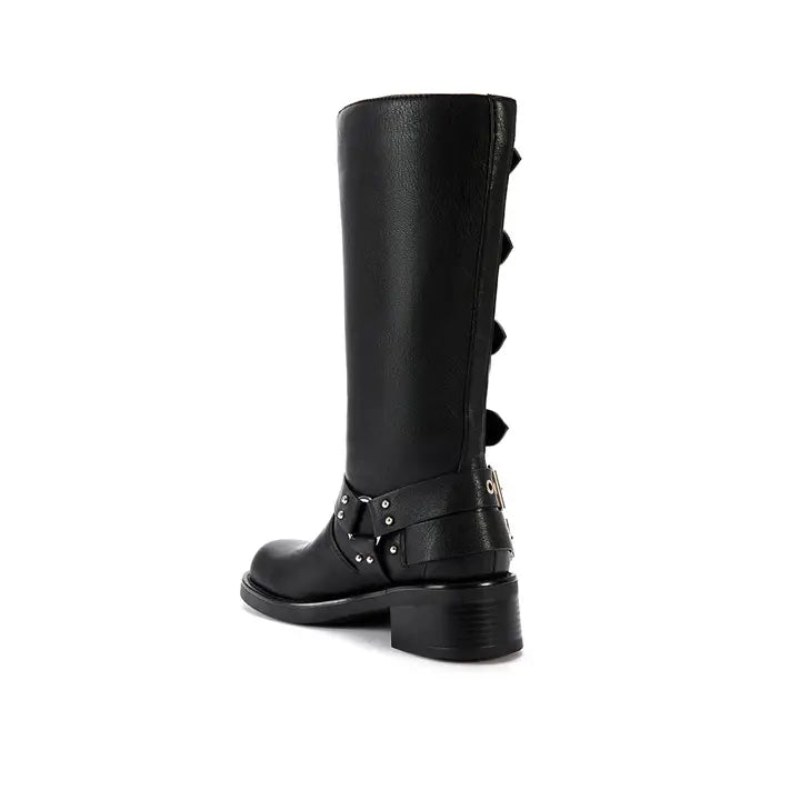 Azaela Wang Buckledup-Black Flat Moto Boot