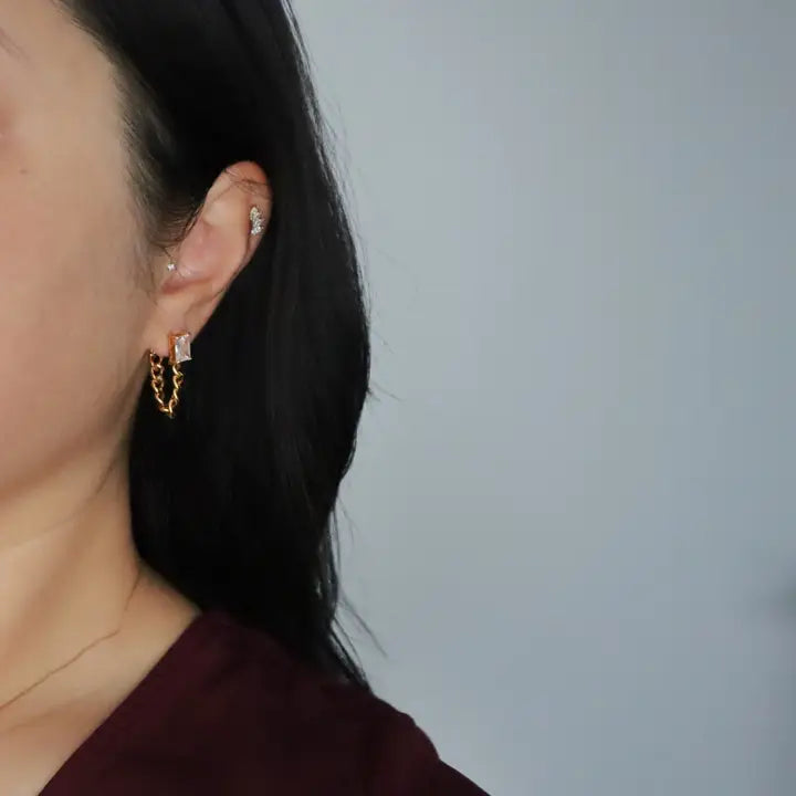 Nova Cz Chain Drop Earrings