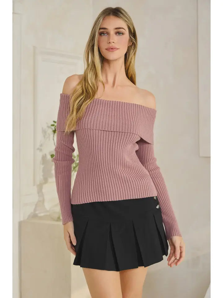 Off Shoulder Sweater with Back Bow