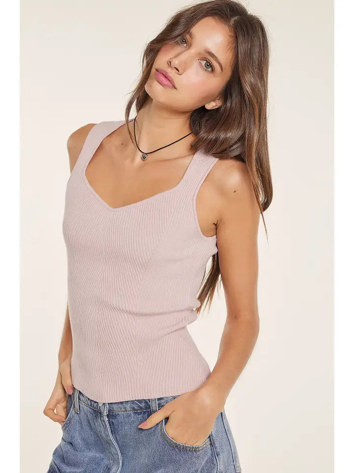 Stretchy Rib Sweater Knitted Bodycon Tank Top