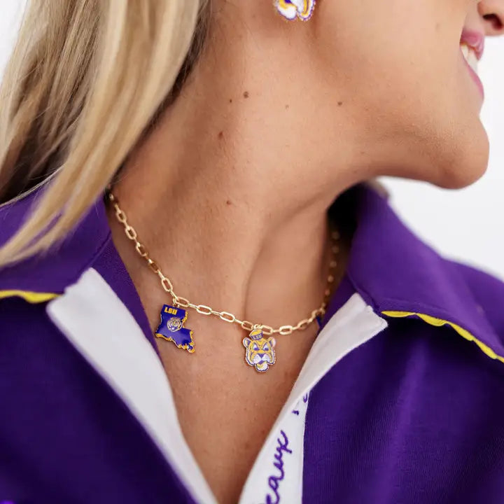 College Vault Lsu Charm Necklace