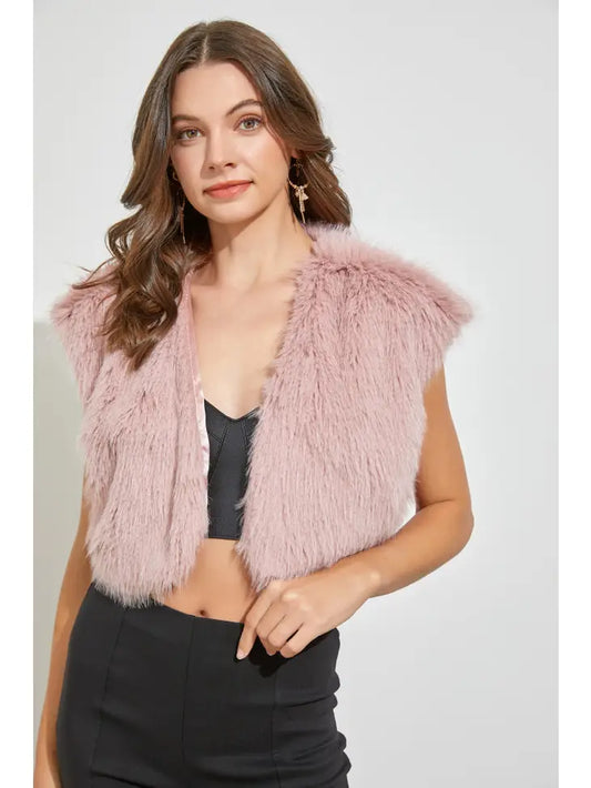 Blush Faux Fur Vest