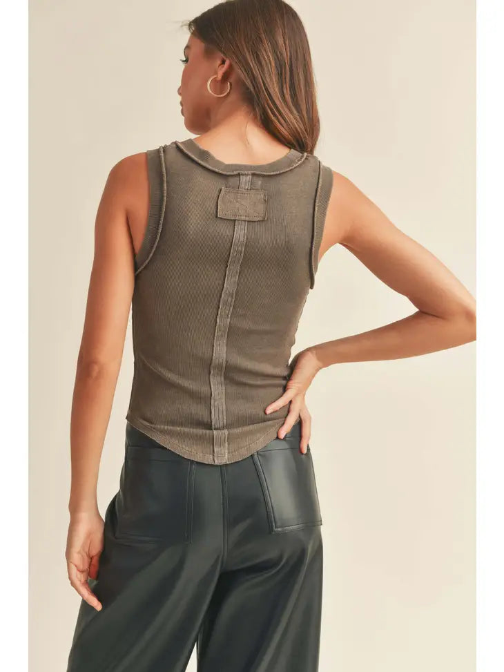 Washed Color Ribbed Tank Top