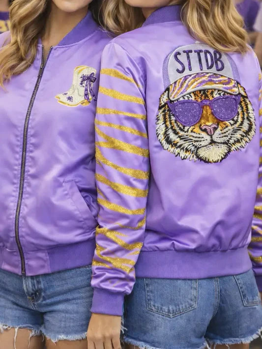 Tiger Stripe Sequin Bomber