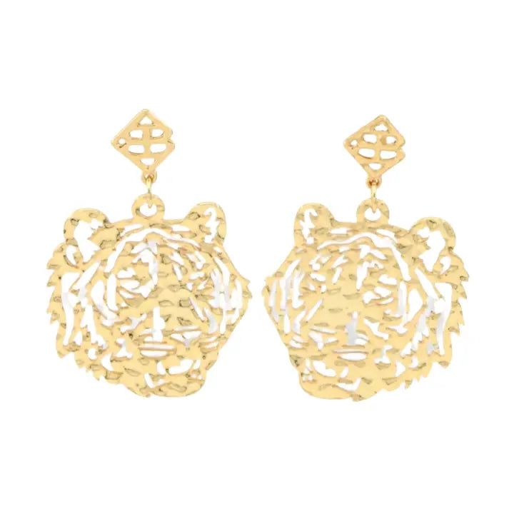 Gold Lsu Tiger Earring with Bc Logo