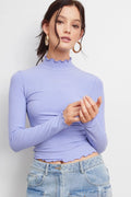 Lettuce Trim Detail Basic Soft Ribbed Top