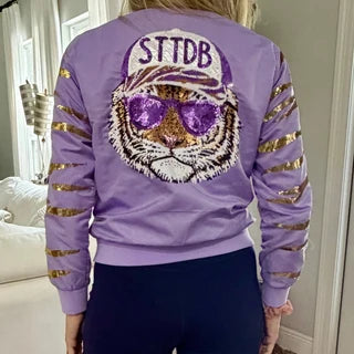 Tiger Stripe Sequin Bomber