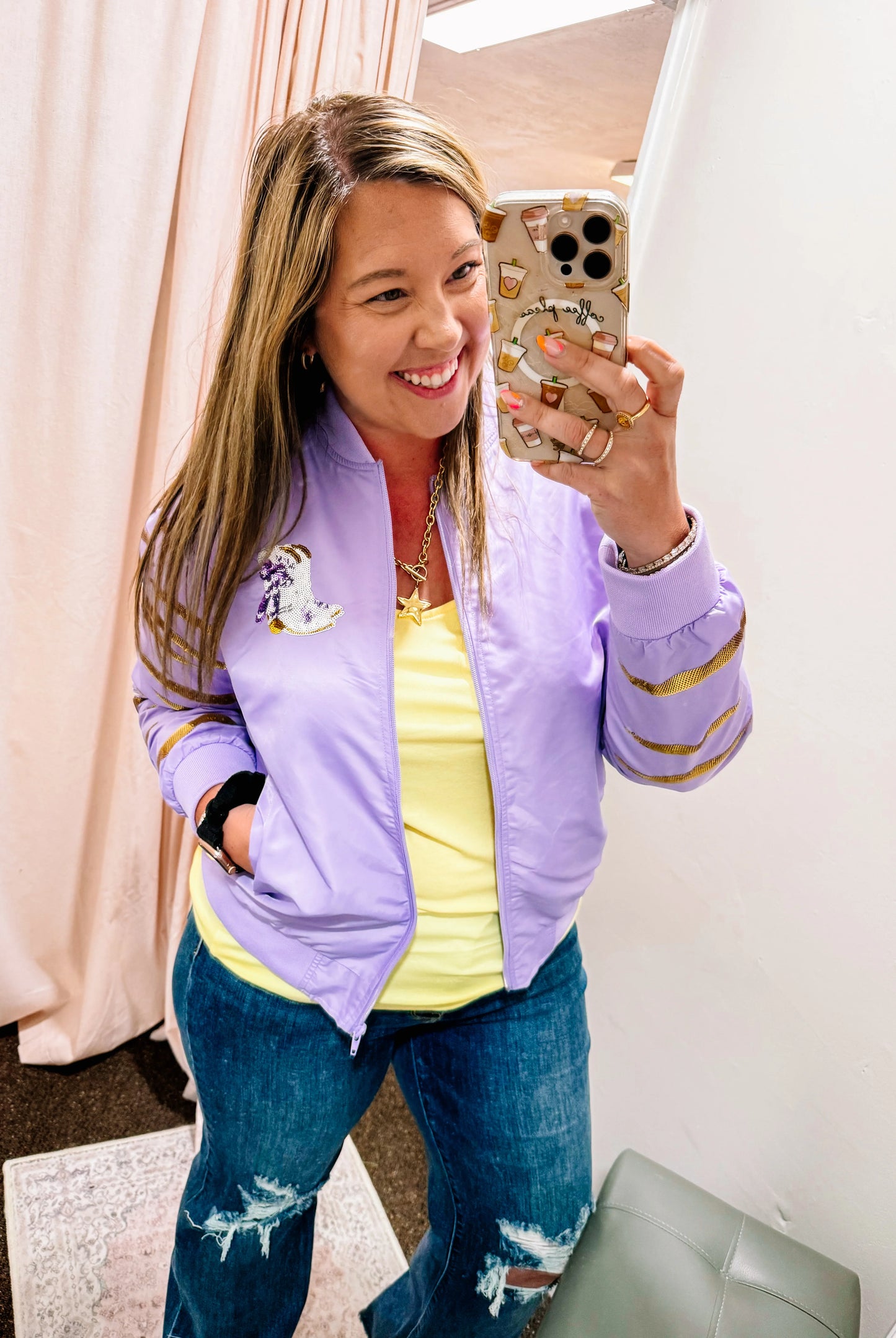 Tiger Stripe Sequin Bomber