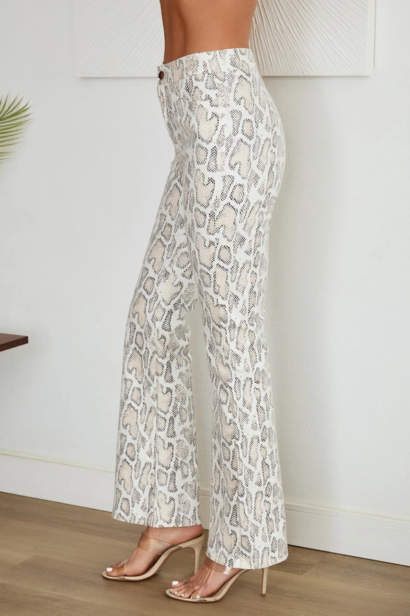 Python Print Button PU Pants