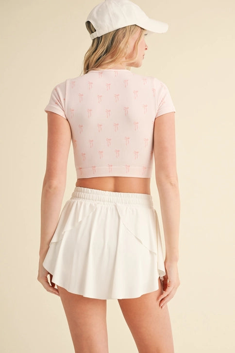 Bow Print Crewneck Baby Tee