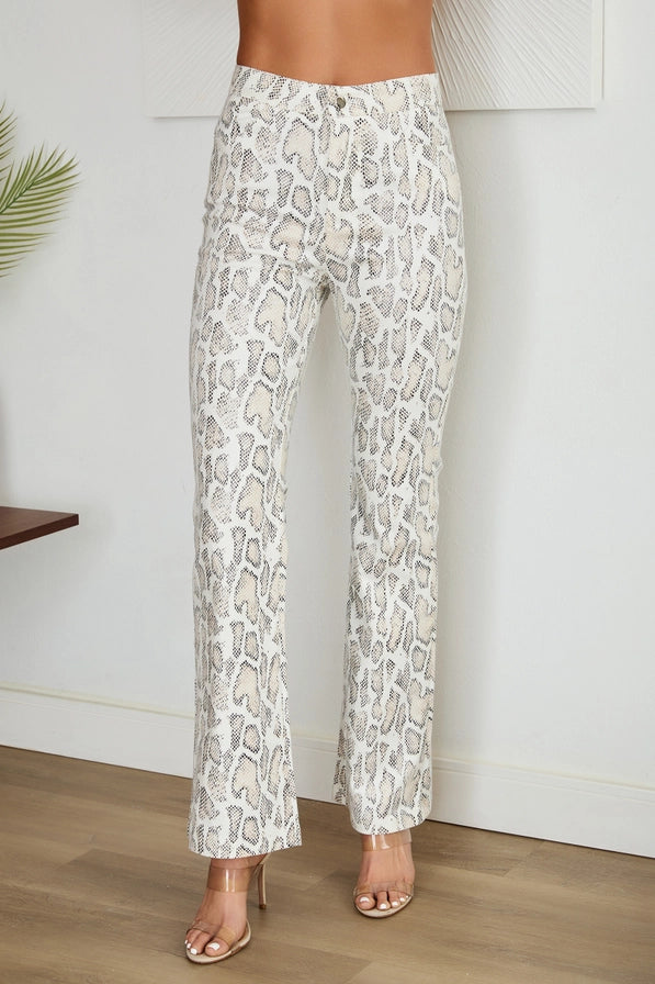 Python Print Button PU Pants