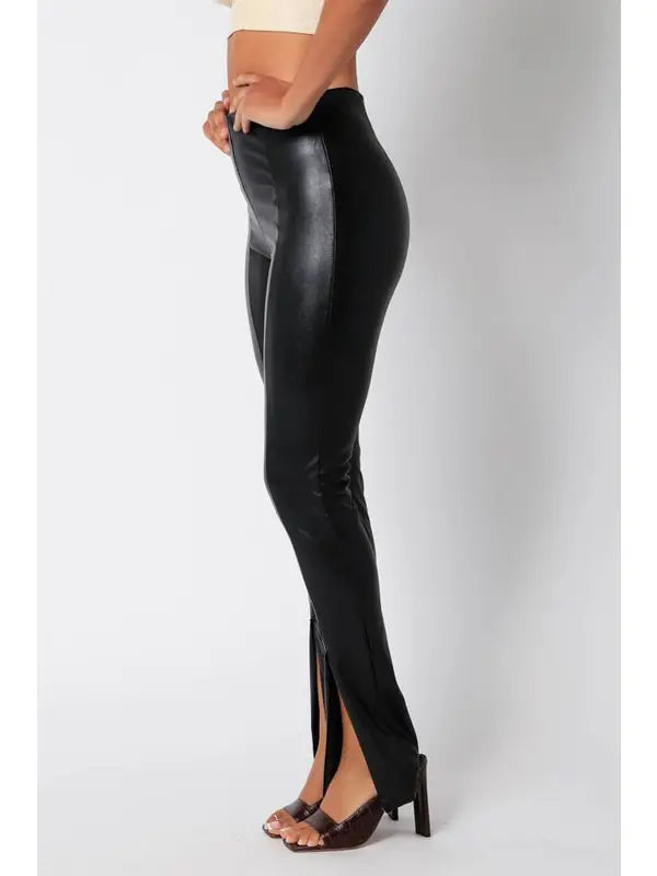 Olivaceous Leather Leggings