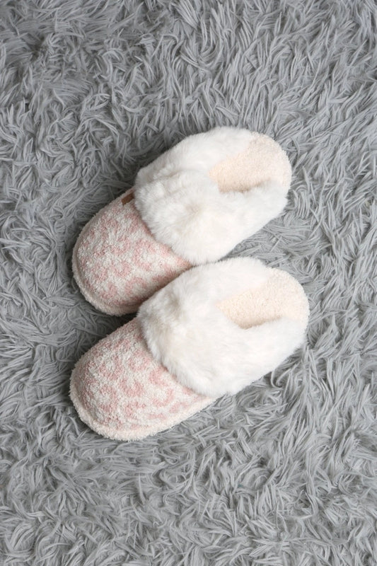 Super Lux Leopard Faux Fur Cuff Slippers